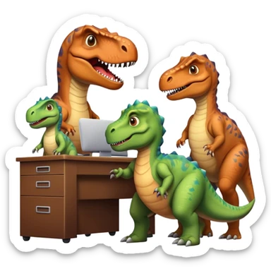 old dinosaurs working in an office sticker