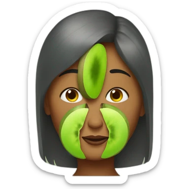 the kiwi fruit with a woman's head sticker
