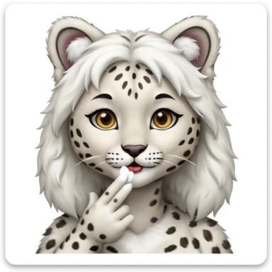 Anthropomorphic snow-leopard girl blowing kisses sticker