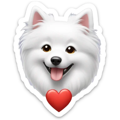 japanese spitz dog with heart sticker