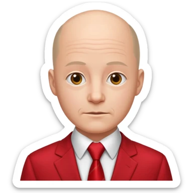 semi Bald with red necktie, red dress, age. sticker