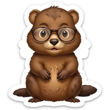 spectacled beaver with clotches sticker