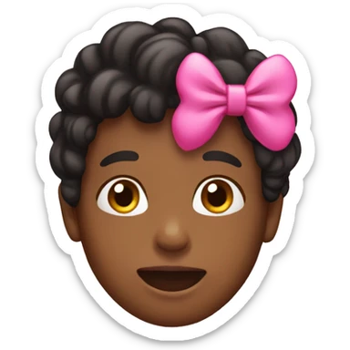 black boy with his tongue out with a pink bow on his hair  sticker