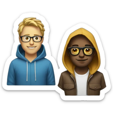 white dude with hoodie and glasses next to a nerd emoji sticker