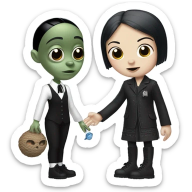 Wednesday Addams with stitch the alien  sticker