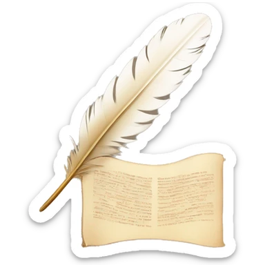 a feather quill and an open SCROLL sticker