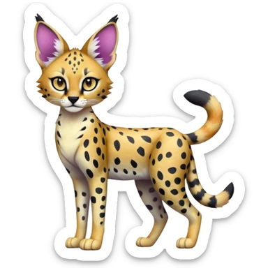 Anthro Epic Edgy Dark Colorful Pastel-Gradient Serval-Vernid full body sticker
