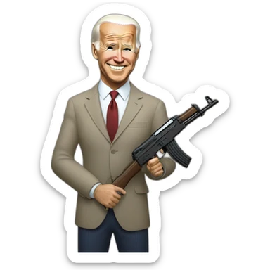 Joe Biden with an AK-47 sticker