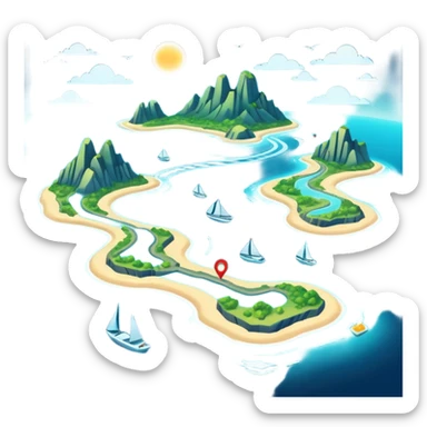 futuristic sea map with islands and a route  sticker