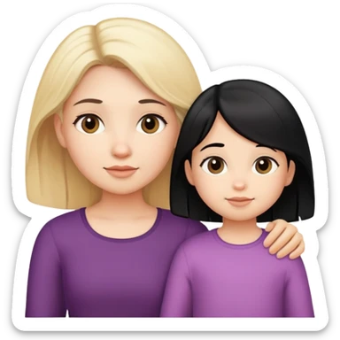 Blonde little girl and black hair mom cute sticker
