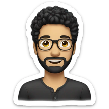 young white man with glasses and beard black hair sticker