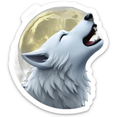 White wolf howling at the moon sticker