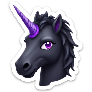 Spooky black unicorn with purple sticker
