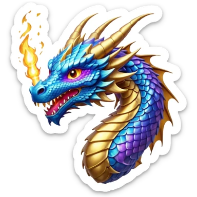 Amazing cool dragon with golden purpleish blue aura firing a energy blast which looks cool and dangerous at the sametime sticker