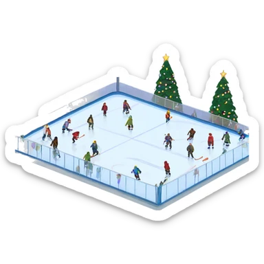 ice rink with Christmas tree and lights  sticker