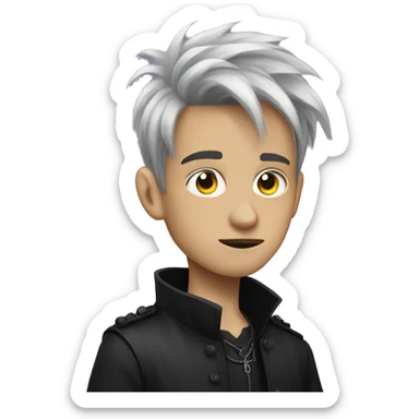 gothic boy with overgrown shag hair cut sticker