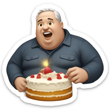 Fat man eating cake sticker