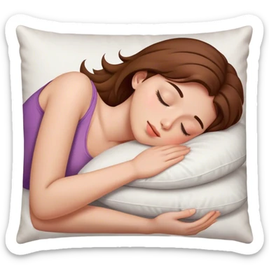 girl with brown hair lying on pillow sleeping, show her from the  neck up  sticker