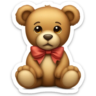 light brown teddy bear with a bow sticker