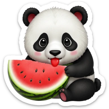 A cute panda emoji eating a watermelon sticker