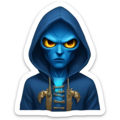 Dominus blue hoddie with demon eyes sticker