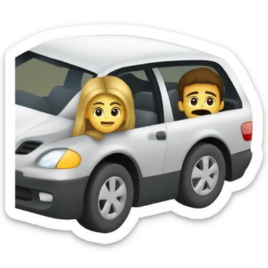 deux personne dans une voiture qui roule et sortent la tête de la voiture sticker