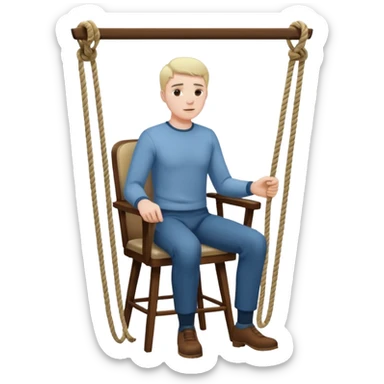 A man standing in the chair and looking at rope before going to suicide  sticker