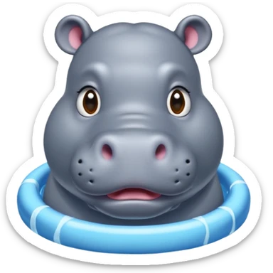 Hippo in the pool sticker