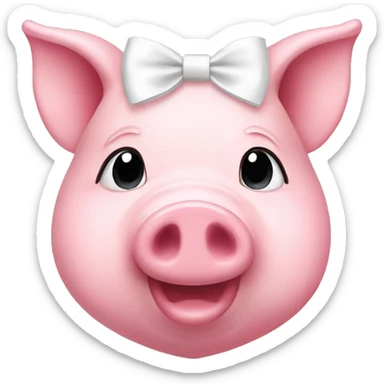 Pig-pink heart with white bow sticker