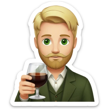 Chico rubio, con barba y ojos verdes con vaso de fernet en la mano sticker