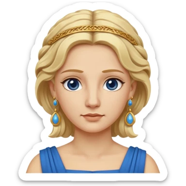 Ancient Roman woman with earrings and blonde hair, blue drees sticker