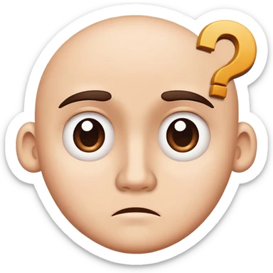 puzzled face with raised eyebrow and question mark sticker