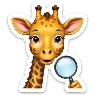 curious giraffe with magnifying glass sticker