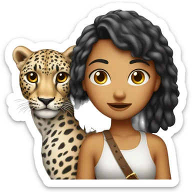 Ragazza riccia con leopardo  sticker