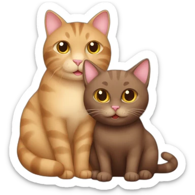 Light brown cat and chocolate cat cuddling sticker