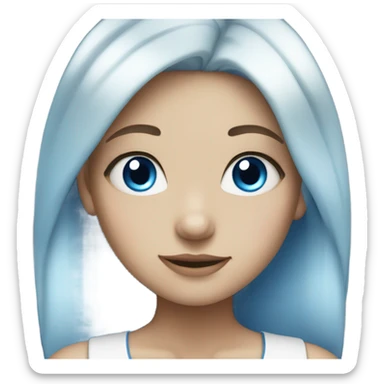 White & blue hair, blue eyes, girl sticker