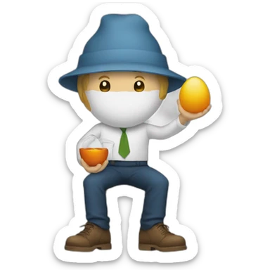 Homme avec un oeuf a la place de la tête sticker