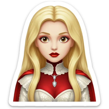 Marishka, Bride of Dracula from Van Helsing with long golden blonde hair, ivory sequin outfit sticker