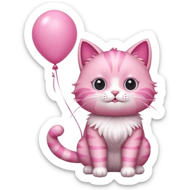 Make a pink cat with a balloon head sticker