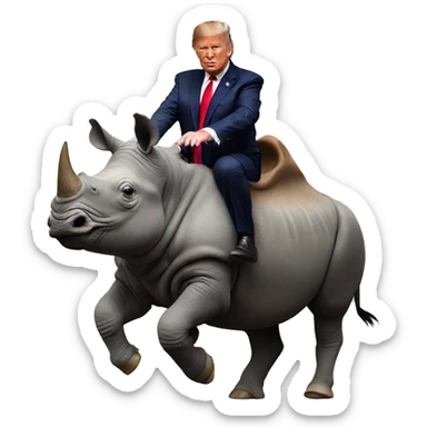 Donald trump riding a rhino sticker