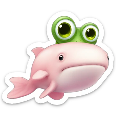 Pink beluga whale with the face of a frog sticker