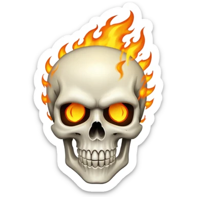 Ghost rider white skull with fire burning sticker