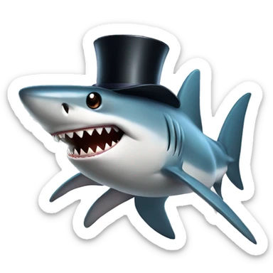 Shark with a top hat sticker