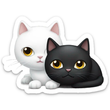 black cat and white cat  sticker