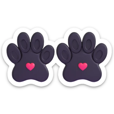 two black puppy paws with a black heart around them sticker