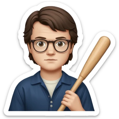 Steve Harrington from stranger things with the glasses and bat sticker
