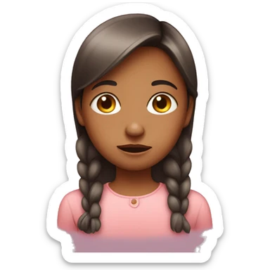 Girl with rosey cheeks and covering her mouth sticker