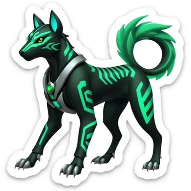 Black and green cyberpunk intricate neon glowing grey white futuristic cyborg-Houndoom-Tigress-Luxray-Gryphon-fusion (full body) sticker
