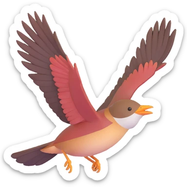 Cetti's warbler bird flying with wings spread sticker