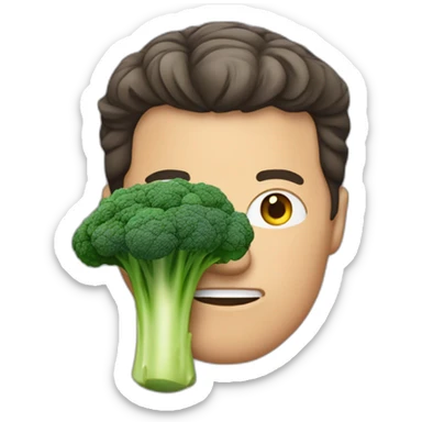 mark whalberg with a broccoli instead of his head sticker